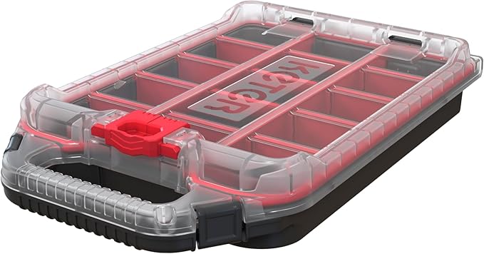 Keter Stack-n-Roll 2.0 Modular Tools Organizer for Garage Storage and DIY, 3 Piece Resin Rolling Tool Box System for Small Parts, Black