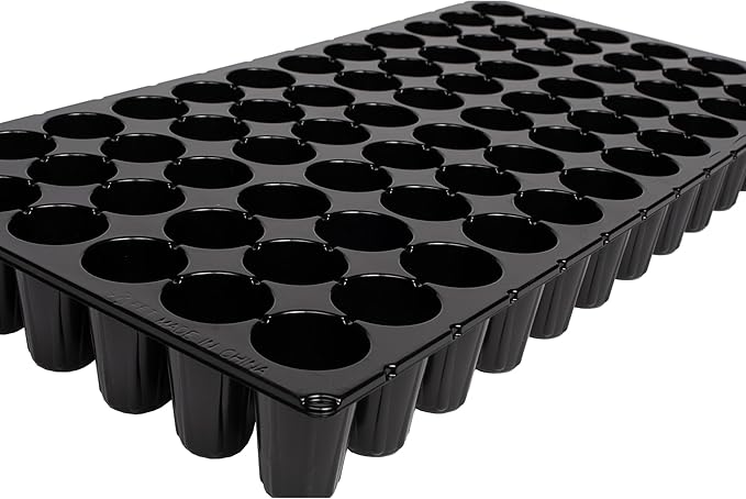 SUNPACK 21" x 11" Heavy Duty 72-Cell Circular Insert Tray, Black, 2.5" (Pack of 10) - Ideal for Greenhouses or Indoor Gardening - Holds Up to 72 Different Seeds