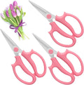 3 Pcs Pink Garden Flower Shears,Premium Floral Scissors with Comfortable Handles,Stainless Steel Floral Scissors Shears for Flower Arrangement,Gardening Tool