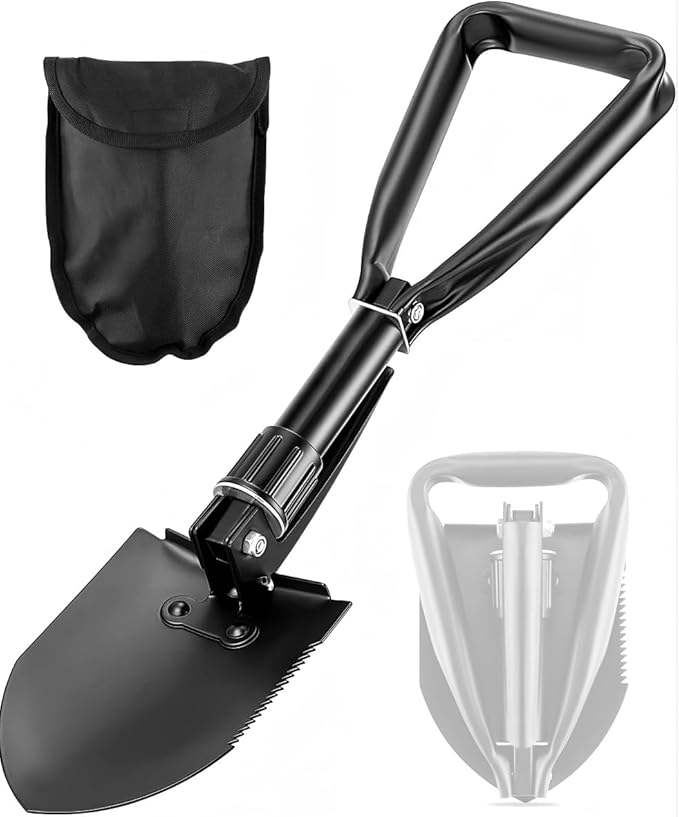 Digging Shovel - 24'' Lightweight Folding Shovel High Carbon Steel Portable Digging Trowels for Outdoor Camping Backpacking Hiking Car EmergencHome Garden (Black
