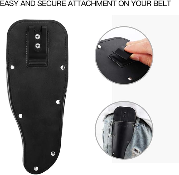 Housolution Garden Pruner Sheath, Pruner Holster, Premium PU Leather Holster Protective Case Cover Scabbard for Gardening Pruning Shears Scissor - Black