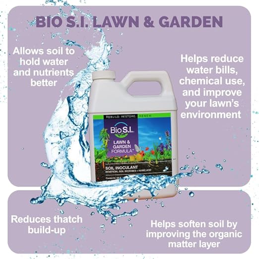 Bio S.I. Lawn & Garden Soil Conditioner – Microbial Soil Amendment for Moisture Retention & Soil Health – Quart Spray Bottle