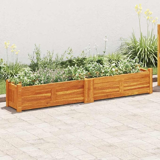 vidaXL 5 x 1ft Garden Raised Bed, Solid Acacia Wood Planter Box for Flowers, Vegetables, Herbs - Wooden Elevated Flower Bed for Outdoor/Indoor, Backyard, Patio Use - Natural Brown