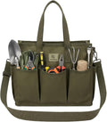 Heavy Duty Canvas Gardening Tote Bag with Pockets, Large Capacity Tool Organizer for Garden Tools, Portable Utility Bucket Carrier for Women Men, Outdoor Planter Caddy for Florist Supplies