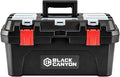 Black Canyon 17 Inch Plastic Tool Box, Support up to 44 lbs,Dual-Layer Design, Flexible for Stacking, Top-Lid Storage, Ideal for DIY, Workshop