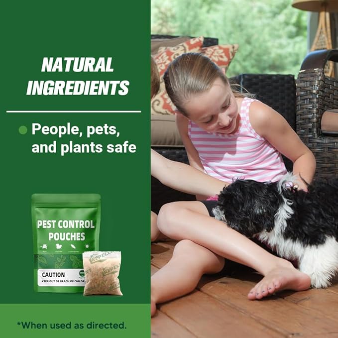 Pest Control Pouches, Mouse Repellent, Rodent Repellent Indoor, Mice Repellant, Peppermint to Repel Spider, Roach & Ant, Rat Deterrent for House, Keep Mice Away, Covers up to 120 sq ft-8P