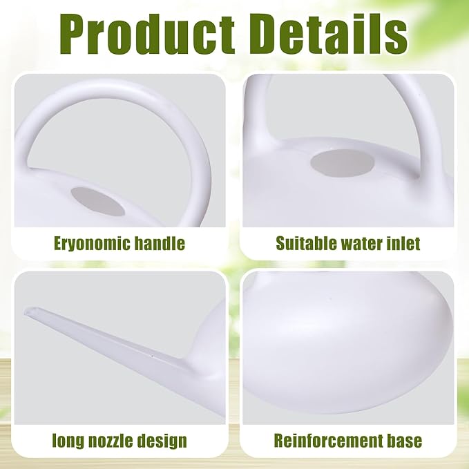 Plant Watering Can - for Indoor Plant Garden - 1/4 Gallon - White