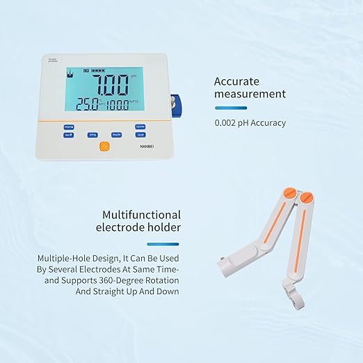 High Precision Lab Benchtop pH Meter,Data Storage 500 Sets,0.002 pH Accuracy,Support for USB or RS-232 Communication,1-5 Points Auto Calibration,High Resolution LCD Display, 5.7 inch (PH400F)