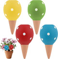 4 Pack Terracotta Watering Spikes, Vacation Self-Watering Planters Devices, Continuous Moisture with Slow Release Watering System Small Ball Shape