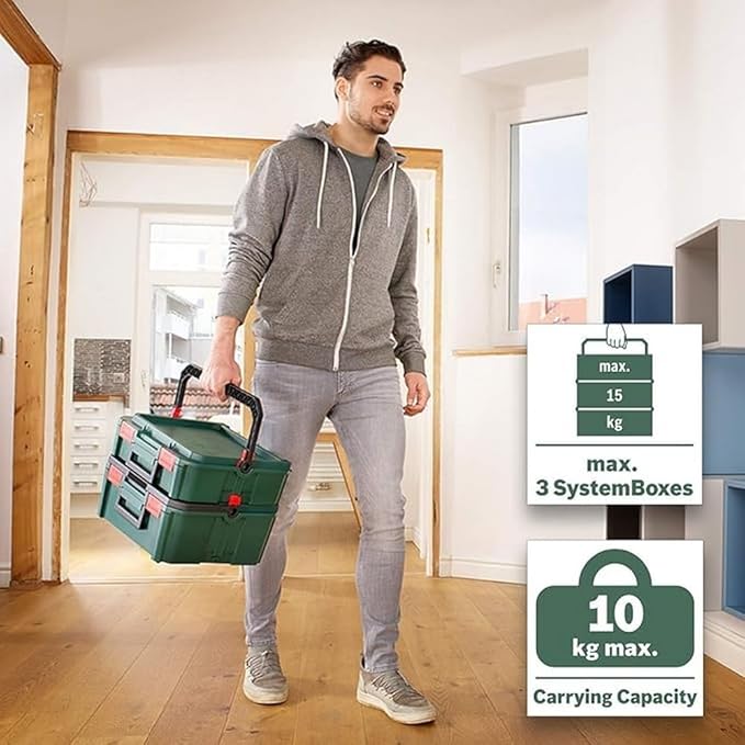 Bosch Home and Garden Tool Box SystemBox (for Power Tools, Size M, Compatible with Accessory Box Small and Medium in Sleeve), Green