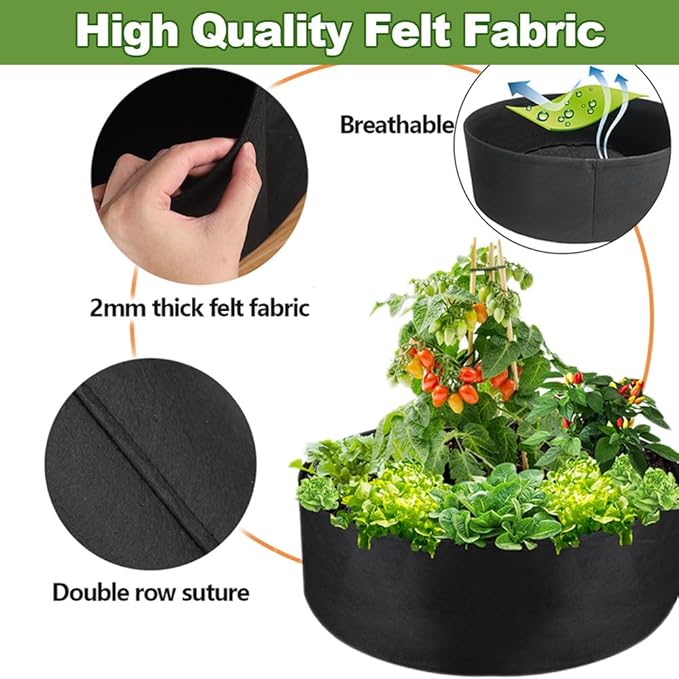 2-Pack 50 Gallon Grow Bag, Heavy Duty Thickened Fabric Pots Round Raised Garden Bed Planter for Planting Herb Flower Vegetable Potato Plants (36" D x 12" H)