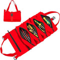 Roll-Up Tool Storage Bag, Nylon Gardening Organizer with 5 Pockets, 11x18 Inch, Portable Hanging Design for Outdoor Maintenance, School, Work (54hong)