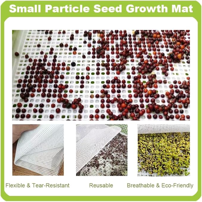 6Pcs Silicone Seed Sprouting Mats, Reusable Hydroponic Germination Pads for Microgreens Growing, Cuttable Hydroponic Grow Pads fit for Most Sprouting Trays (Trays Not Included)