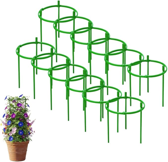 Plant Support Stakes, 2025 Upgraded Tomato Cages for Garden, Garden Flower Stakes, Round Plants Support for Indoor Outdoor Climbing Plants Vegetable Flower Pot (12, Green)