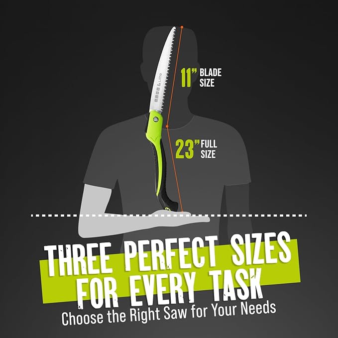 GROWIT Folding Camping saw 11 Inch - Heavy Duty Pruning Saw with Triple-Cut SK5 Blade, 7 TPI Razor Teeth for Tree Trimming, Wood Cutting, Camping, Bushcraft, and Gardening