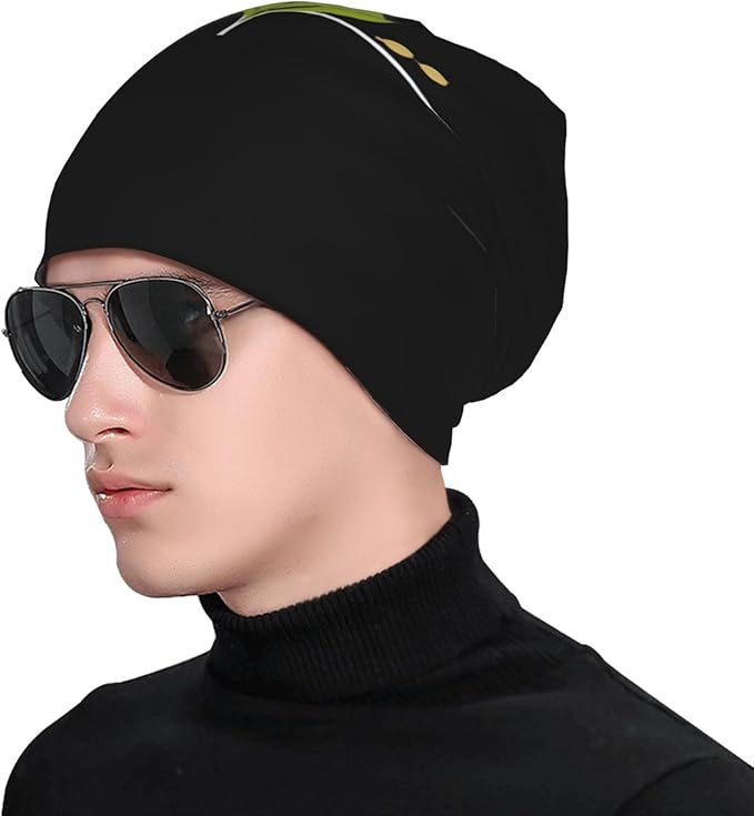 Seeds Sprouting Printed Adult Fashion Knitted Hat - Soft, Comfortable, and Breathable for Men and Women Black