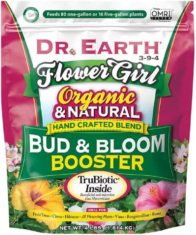 Dr. Earth GL61100518430 Fertilizer & Soil 707P Organic 8 Bud & Bloom Fertilizer in Poly Bag, 4-Pound, 4 lb, Natural (Pack of 2)