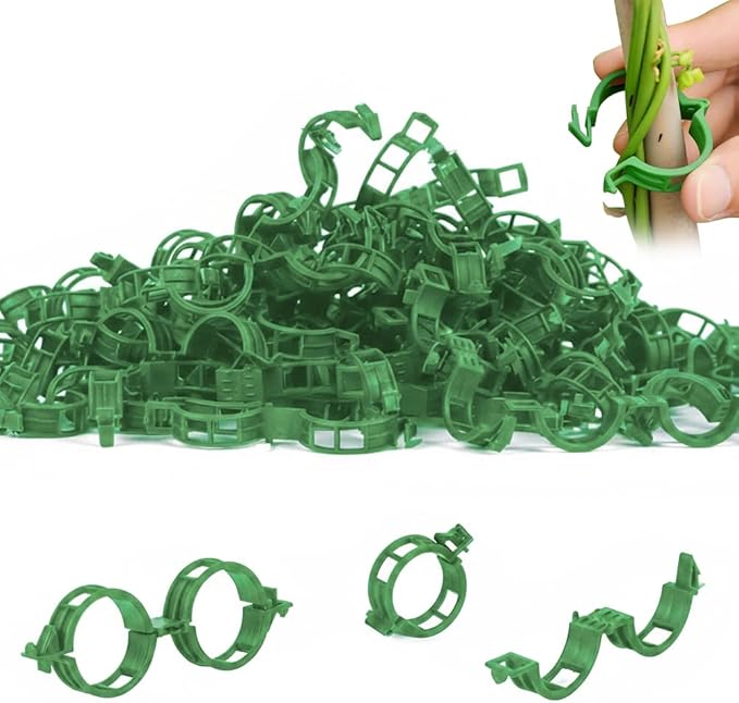 100PCS Plant Support Clips, Plastic Clips for Securing Plants, Plant Fixing Clips for Tomato Vine, Reusable Garden Clips for Climbing Plants, Grape, Vegetable Stems (100, Green)