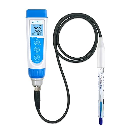 Apera Instruments PH60-VS Handheld pH Meter Tester Kit with LabSen 855 ATC pH Electrode for Lab-Grade pH Measurement of Viscous Liquid Samples
