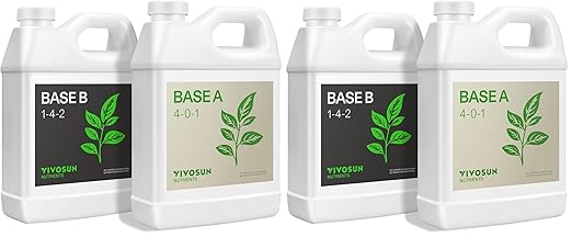 VIVOSUN Liquid Nutrients Base A & B Bundle, Grow Big Hydroponic Fertilizer, Supports Vegetative and Flowering Stages for Outdoor, Indoor Plants, Best Plant Food, Set of Quarts (Pack of 2)