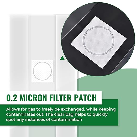 20 Packs 6 Mil Mushroom Grow Bags with Self Healing Injection Port, Thick Spawn Bags 5" X 8" X 20" with 0.2 Micron Filter Breathable Autoclavable Durable Tear-Resistant