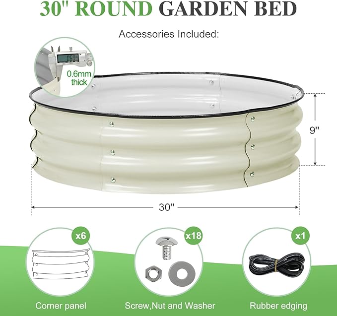 BPS Metal Raised Garden Bed, 2.5FT Diameter Galvanized Planter Raised Garden Boxes for Flower Planters, Vegetables Herb