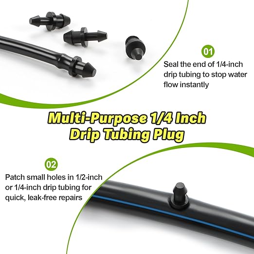 120 Pack 1/4" Drip Irrigation End Plug Fittings：1/4'' Drip Barbed End Cap Connectors for 1/4 Inch Irrigation Tubing Goof Plugs for Garden Drip Line Systems