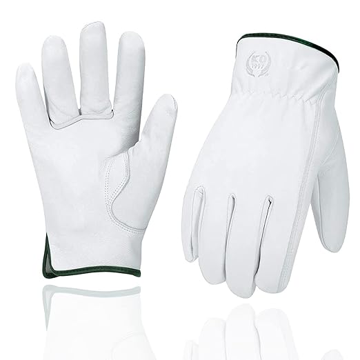 Leather Work Gloves, Gardening Gloves for Women and Men, Soft and Thin Goatskin Garden Gloves for Outdoor Yard Garden, XL