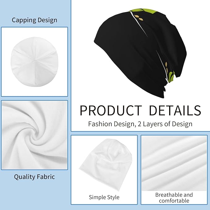 Seeds Sprouting Printed Adult Fashion Knitted Hat - Soft, Comfortable, and Breathable for Men and Women Black