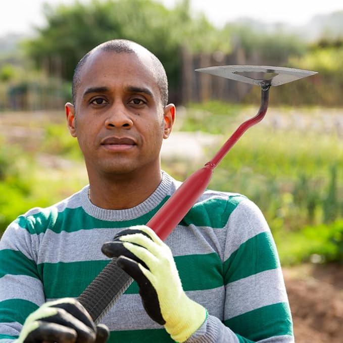 Sosoport Gardening Hoe 15.74 Inch Lightweight Hand Hoe for Weeding Digging Soil Cultivation Durable Outdoor Plowing Tool