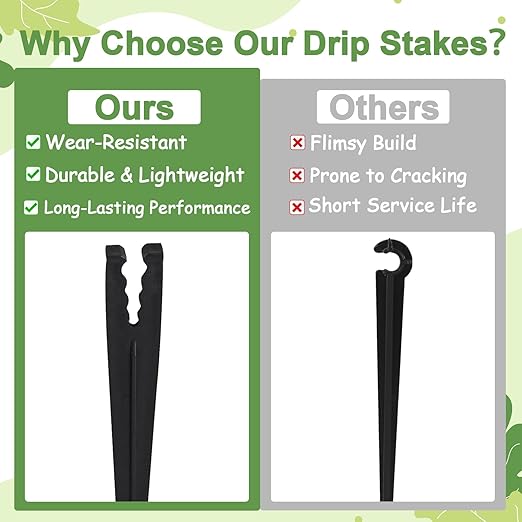 100 Pieces Drip Irrigation Support Stakes for 1/4 Inch Drip Tubing, 5.7 Inch 1/4" Dripline Hold Stakes for Irrigation System Hose & Emitter Support for Garden Hydroponics Growing