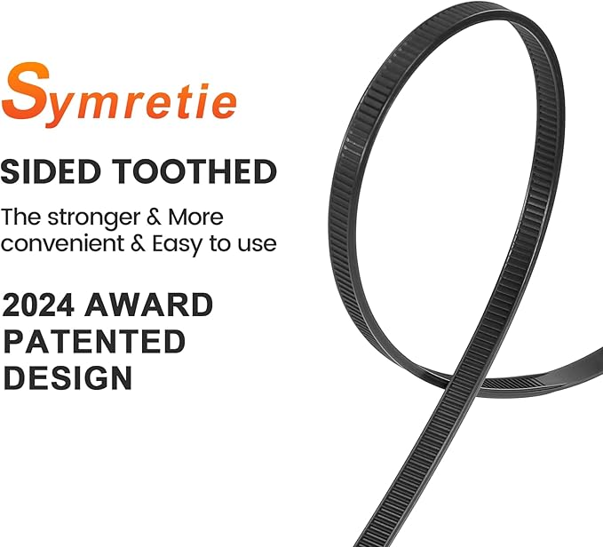 18" ─-double-sided tooth zip ties black. ─: 120lbs tensile strength. Heavy-duty, self-locking, adjustable, durable nylon ties for indoor/outdoor use. (100Pack black)