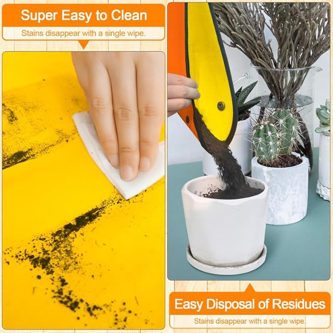Emycool 39.5" x 31.5" Large Repotting Mat for Indoor Plants Transplanting and Potting Soil Mess Control, Waterproof Portable Succulent Plant Repotting Tray Gardening Gifts for Women, Orange