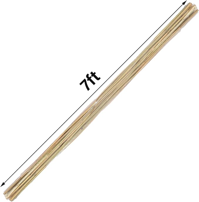Natural Bamboo Plant Stakes 7ft 3/4" D for Tomatoes, Beans, Flowers, Potted, Climbing Plants 15pcs