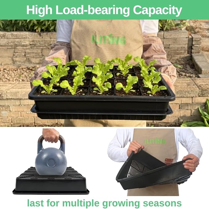 Soil Blocking Trays 5-Set 15x12inch Mesh Trays Flat Plant Tray with Humidity Domes, Nursery Supply for Microgreen, Seed Starting, Indoor Gardening, and Greenhouse
