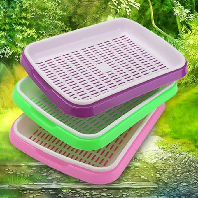 Hemoton Plant Tray 2 Tier Tray 2 Tier Sprouting Kit Soil-Free Wheatgrass Grower Nursery s Germination Bean Sprout Grower Sprouter Veggie Veggie