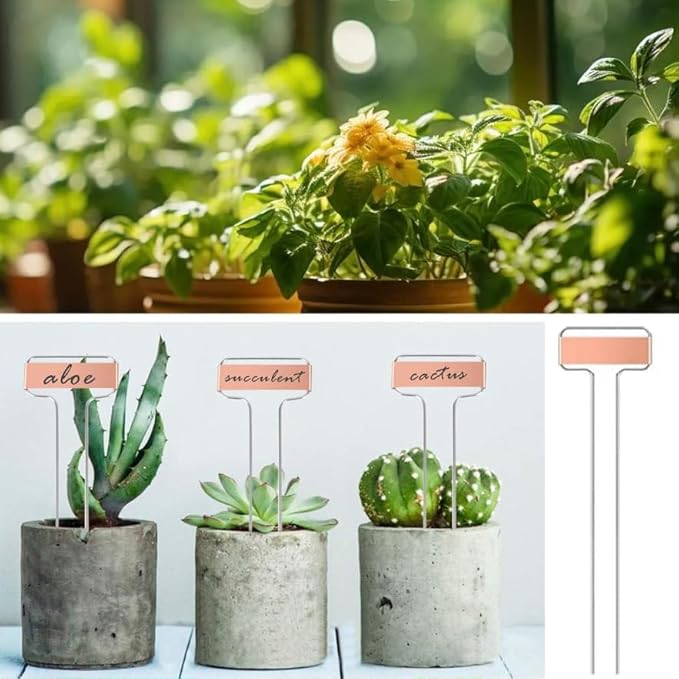 20 Pcs Copper Plant Labels, BetterJonny 25.5cm / 10inch Metal T Type Plant Labels Waterproof | Durable Garden Markers for Outdoor Seedlings & Nursery
