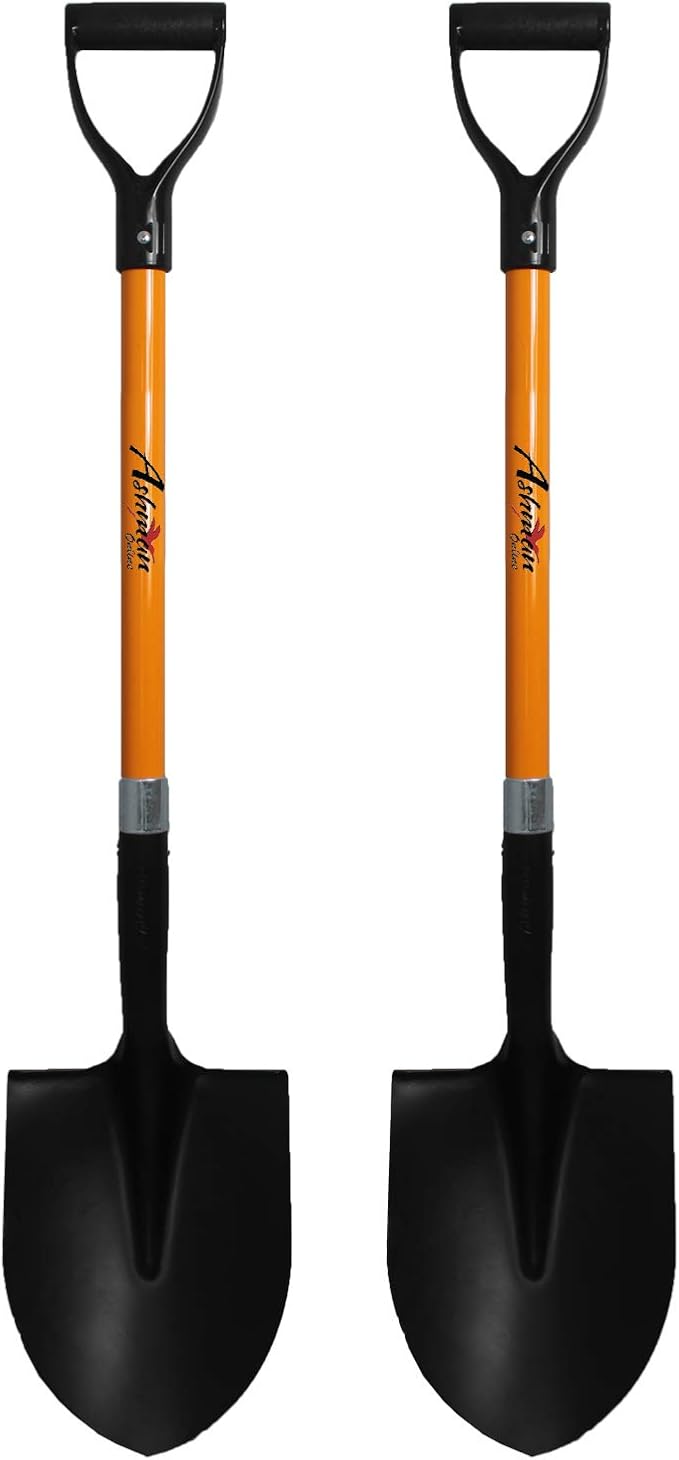 Ashman Heavy-Duty Digging Shovel (2 Pack) with Trenching Blade and 41-Inch Comfortable Handle - Ideal for Garden, Landscaping, Construction, and Masonry - Perfect for Digging Soil, Dirt, and Gravel.