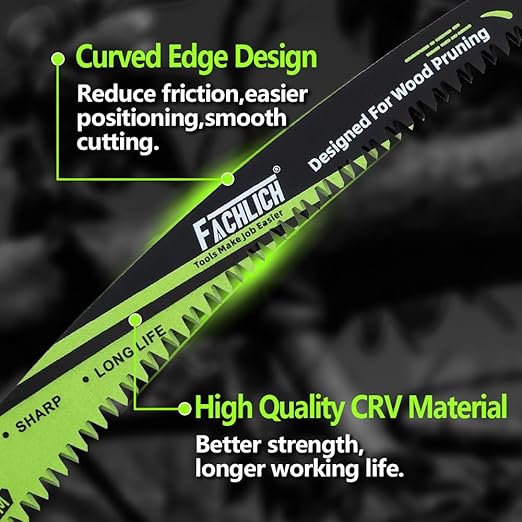 15" Japanese Teeth Reciprocating Saw Blades Wood Pruning - FACHLICH 4pcs Curved Edge 6TPI for Tree Trimming, Wood/PVC Pipe Cutting, Cr-V Sabre Blades Better Wear Resistance