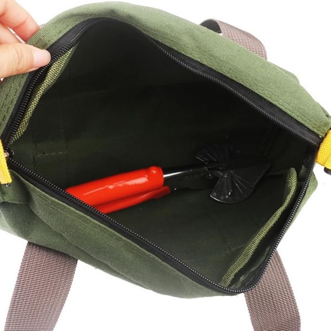20 Inch Wide Mouth Tool Bag, Heavy Duty Canvas Tool Storage Bag for Men, Large Capacity Tool Tote Bag for Electricians, Power Tool Organizer Pouch