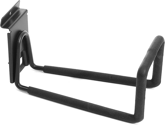 Slatwall Hose Hooks, Heavy Duty Garage Storage Utility Tool Double Holder Bike Hanger Organizer for Bicycle Ladder and Folding Chairs (2 Pack, Black)