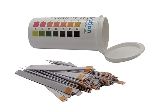 pH 1-14 Wide Range Test Strips [Moisture-Proof Vial of 100 Strips] Made in USA