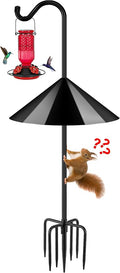 FEED GARDEN 92’’ Bird Feeder Pole Squirrel Proof, Adjustable Shepherds Hooks for Outdoor with 7 Prongs Base, Heavy Duty Shepherd Hook with Squirrel Baffles, Pole for Bird Feeder, Plant Baskets,1 Pack