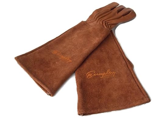 Rose Pruning Gloves for Men and Women - Thorn Proof Goatskin Leather Gardening Gloves with Gauntlet (Large, Brown)