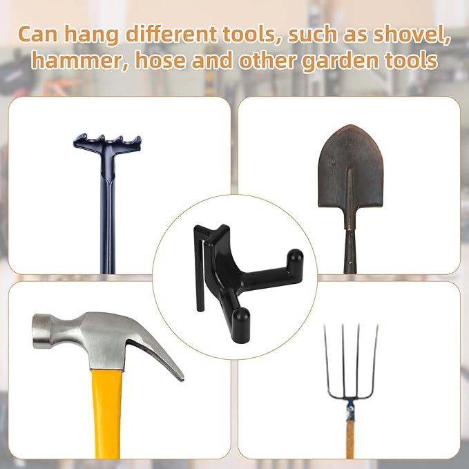 3pcs Shed Hooks for Rubbermaid, V-Shaped Multi Purpose Shed Accessories Power Tool Wall Holder Organization and Storage for Shovel Rake Sports Equipment