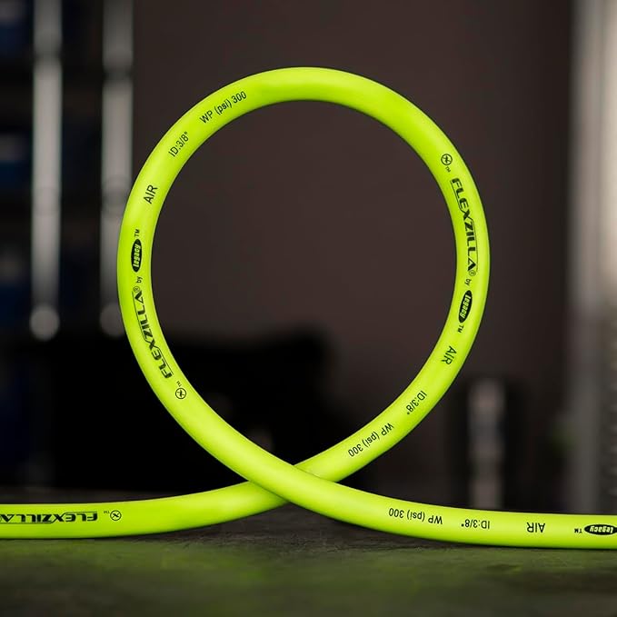 Flexzilla Air Hose, 1/4 in. x 25 ft., 1/4 in. MNPT Fittings, Heavy Duty, Lightweight, Hybrid, ZillaGreen - HFZ1425YW2