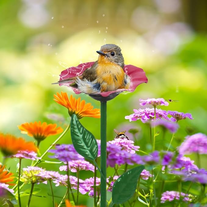 dreamysoul 4 Pack Bee Watering Station, Bee Waterer for Honey Bee & Butterfly, Metal Bee Bath with Flower Design for Garden Yard