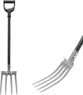 Lilyvane Garden Fork, 4-Tine Gardening Pitchfork with 35” Metal Handle, 46” Long Heavy Duty Digging Manure Forks for Farm Garden Mulch Spreading, Loosening,Potato Digging Composting Transplanting