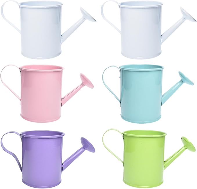 Mini Handmade Decorative Watering Can, Set of 6, Height 2.36 inch, Cute Metal Jug for Hand Crafts,Garden Theme Parties, Home Decor and Accessories of Refrigerator Magnets (Height 2.36 inch)
