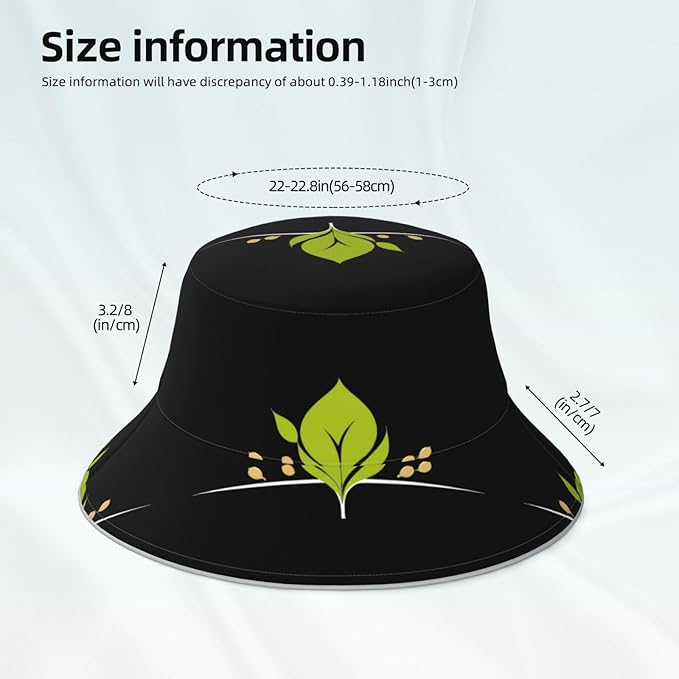 WHJSHOP Seeds Sprouting Printed Reflective Bucket Hat Breathable for Men and Women, for Travel, Camping Black